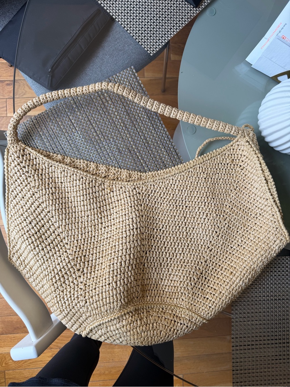 KHAITE Beige Handwoven Raffia Tote - Picture 5 of 7